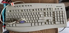 Genuine Microsoft Internet Home Office White PS/2 Keyboard - X08-01062 Vtg OEM picture