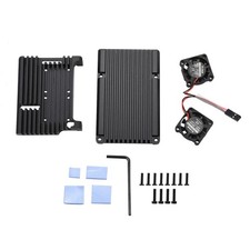 Metal Black Case Shell Box w/ Dual Fan Heatsink For Raspberry Pi 4 Model B 4B picture