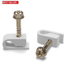 Durable White Coaxial Cable Clamp with Screws - 100 Pack for Easy Installation picture