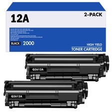 2PK Q2612A 12A Black Toner Cartridge Fits HP LaserJet 1010 1012 1018 1020 3055 picture