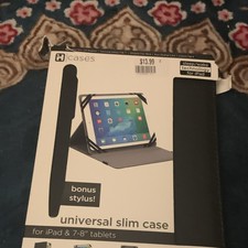 iHome Universal Slim Case Black Synthetic Leather 7-8 in Sleep/Wake Stand picture