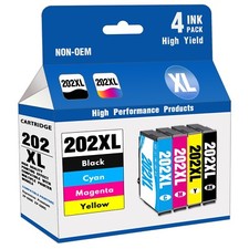 4pk 202XL Ink Cartridges for Epson Workforce WF-2860 XP-5100 Printers picture