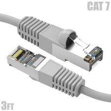 3FT Cat7 RJ45 Network LAN Ethernet SSTP Patch Cable Shielded Copper 600MHz Gray picture