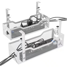 13.38 In. Modern Metal under Desk Cable Management Tray, Elegant Cord Organizer picture