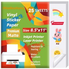 Premium Matte White Printable Vinyl Sticker Paper for Inkjet, Laser Printer, ... picture