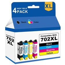 4P 702XL T702XL Ink Cartridges For Epson WorkForce Pro WF-3720 WF-3730 WF-3733 picture
