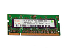 Hynix PC2-5300 512MB SODIMM 667 MHz DDR2 Laptop Memory HYMP564S64CP6-Y5 (B1) picture