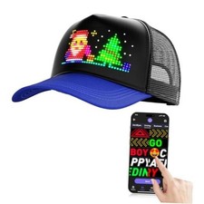 LED Hats, LED Display Screen Smart Caps,Bluetooth APP Blue/Large picture