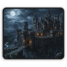 Haunted Gothic Castle Gaming Mouse Pad | Moonlit Vampire Castle picture