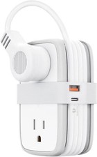 Travel Power Strip with GaN 45W USB C Ports 4 Wide-Spaced Outlets 4ft Cord White picture