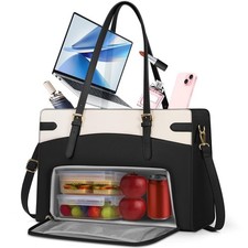 Lunch Tote Bag for Women 15.6 inch Laptop Bags with Insulated Lunch Compartme... picture