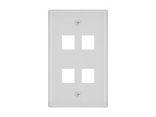 (10 PCS.) MONOPRICE P/N 6731. SINGLE GANG WALL PLATE, 4 HOLE, WHITE. NOS/NIB. picture