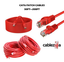 CAT6 Red Ethernet Patch Cord LAN Network Cable RJ45 50FT- 200FT Multi-Pack LOT picture