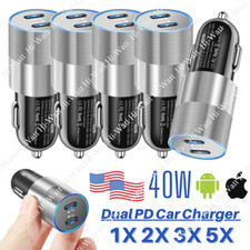For iPhone 14 13 12 11 Pro Max 8 7 Dual PD Car Charger 40W Fast Charging Adapter picture