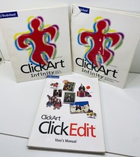BRODERBUND Click Art Infinity CD 1-9 & 10-15 Print Shop Essentials w/ Manual picture