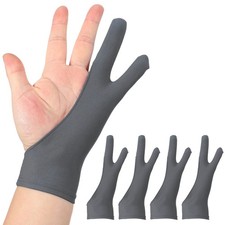4Pack Artist Drawing Glove S Size Two Fingers Graphics Painting Glove Gray picture