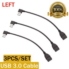 3PCS USB 3.0 Left Angled 90 Degree Extension Cable Male to Female Adapter Cord picture