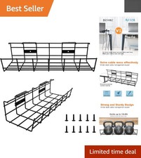 Effortless Under Table Cable Management - Durable 2 Pack Black Organizers picture