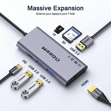 QGeeM 7-in-1 USB C Hub to HDMI Adapter 4k with 100W Power Delivery, 3 USB - picture