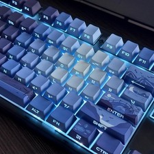 PBT Moonlit Keycaps Custom Dark Blue Shine Through Cherry Profile 128 Keys picture