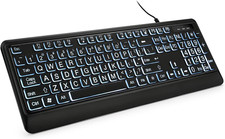 KOPJIPPOM Large Print Backlit Keyboard, USB Wired Computer Keyboard, Full Size K picture