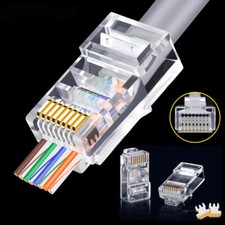 50PCS Rj45 Cat6 Connector Network Unshielded 8Pin Modular Rj45 Plugs Have Hole picture