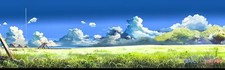 Landscape field sky clouds nature the place promised in Custom Gaming Mat Desk picture