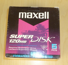 Maxell Super Disk 120MB BRAND NEW SEALED 5-Pack LS-120 Diskettes picture
