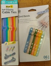 New Wrap-It Self-Gripping Cable Ties (12) 6” (12) 9” + 6 U Brands Cord Bands  picture