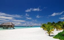 Landscape nature beach maldives palm trees sand tropical Custom Gaming Mat Desk picture