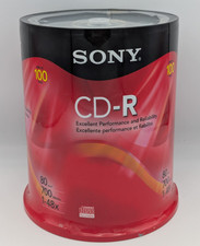 SONY CD-R 80 Min 700 MB 1-48x Recordable Compact Discs CDs 100-Pack NEW SEALED picture