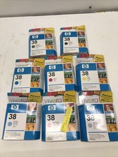 Lot of 8 -- OEM HP 38 Cartridges -- New Sealed Box-- see description for colors picture