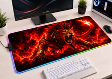 Red XIII RGB XXL Mouse Pad Final Fantasy VII Gaming Desk Mat LED FF7 Setup picture