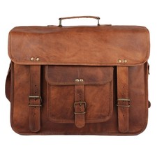 Handcrafted Vintage Brown Leather Briefcase Messenger Bag, Rustic Leather Laptop picture
