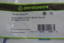 Ortronics Cord OR-MC5E03-06  MOD, Clarity, 5e 3 feet Blue 4P 24G ST PVC New picture