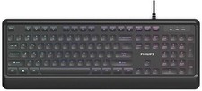 PHILIPS UltraSlim USB Keyboard Low-Profile Wired PC Keyboard RGB Backlit SPK8294 picture
