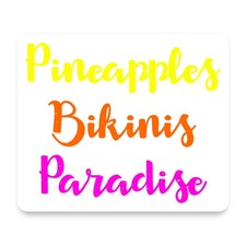 Pineapples Bikinis Paradise Tropical Summer Beach Neon Mouse Pad 9.25x7.75 picture