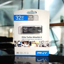 PNY Elite Turbo Attache 4 32GB USB 3.2 Flash Drive Black New Sealed High Speed picture