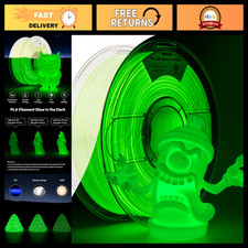 Glow in the Dark PLA Filament 1.75mm Green, Shiny Silk, UV Reactive, 1KG, Dimens picture
