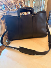 COACH Black Leather Briefcase Laptop Bag Adjustable Strap A7C-5232 picture