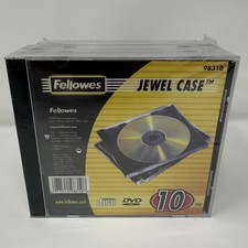 Fellowes 98310 CD DVD Jewel Cases 10 Pack Standard Black Tray Sealed NOS picture