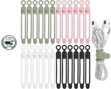 24 bridas de silicona para cables,organizador de cables para agrupar auriculares picture