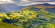Landscape nature art tilt shift village dappled sunlight Custom Gaming Mat Desk picture