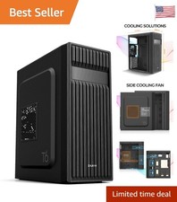 Durable T6 Alloy Steel Mid-Tower Case with Mesh Design & USB Connectivity, Black picture