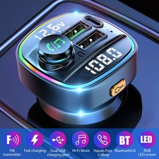 Bluetooth 5.0 Car Wireless FM Transmitter Adapter USB PD Charger Fast Charging picture