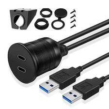 USB C 3.0 Flush Mount Extension Cable for Car Dashboard Panel Dash Mount 6ft 2M picture