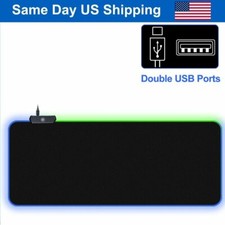 Large RGB Gaming Mouse Pad 8 Modes Glowing Led Anti-Slip Rubber Base w/USB Port picture