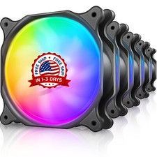 Ventilador De Caja De 120 Mm De Alto Rendimiento, RGB DE 4 PINES (5 Pack) NEW US picture