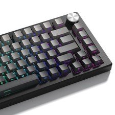 136 PCS Grey Black Keycap Set Gradient Double Shot PBT Shine Through OEM picture