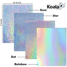 20 PK Mixed Koala Holographic Vinyl Sticker Paper Waterproof Glossy Inkjet Laser picture